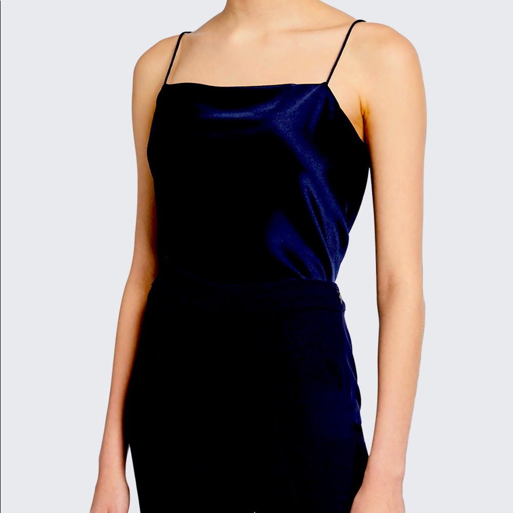 Alice and olivia satin tank slip in navy